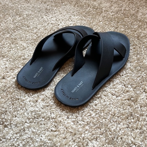 Matt & Nat Vegan Leather Black Sandals - Picture 3 of 7
